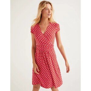 Boden Scarlet and Ivory Patterned Mini Dress